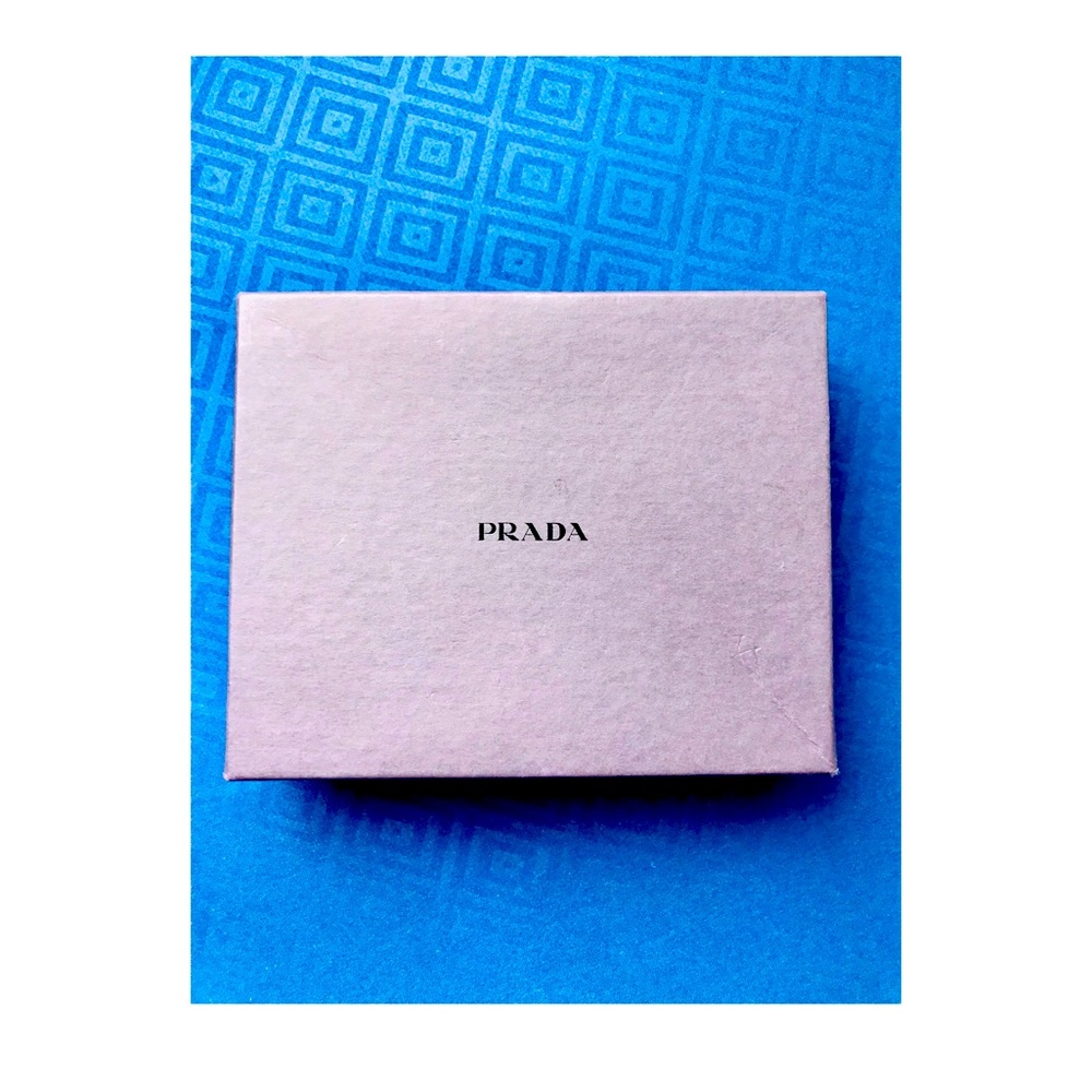 VTG Prada Wallet Size Box with Ribbons + Tissue Paper